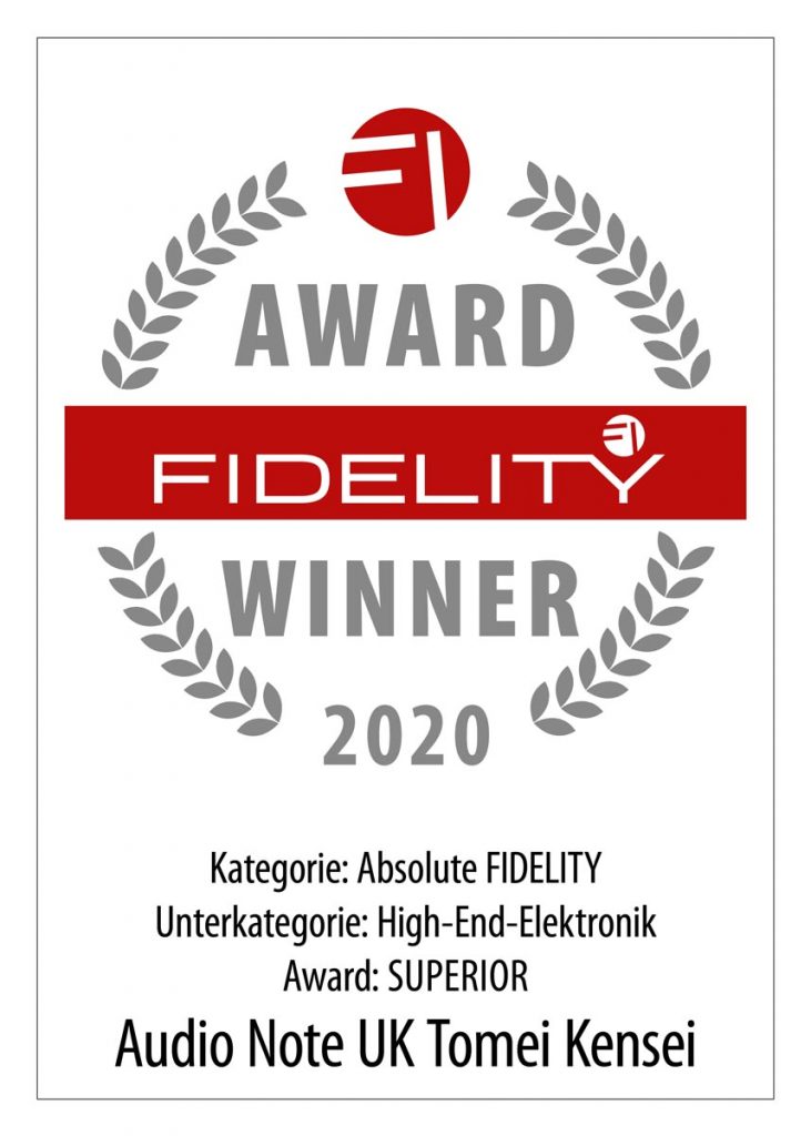 FIDELITY Award 2020 Audio Note Tomei Kensei