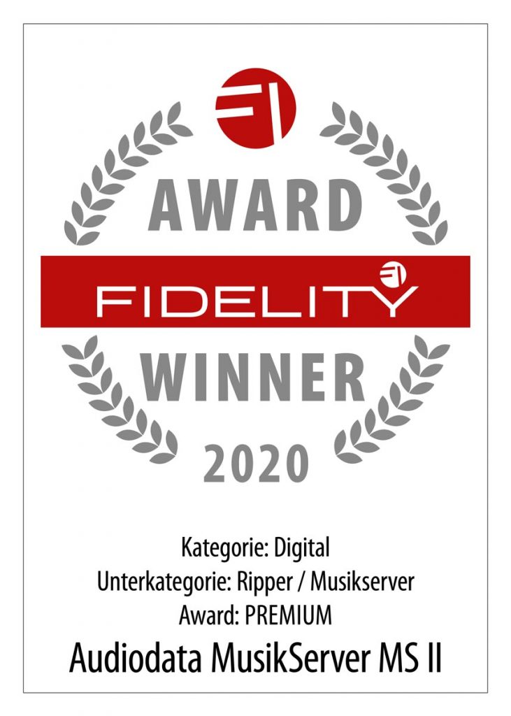 FIDELITY Award 2020 Audiodata MusikServer MS II