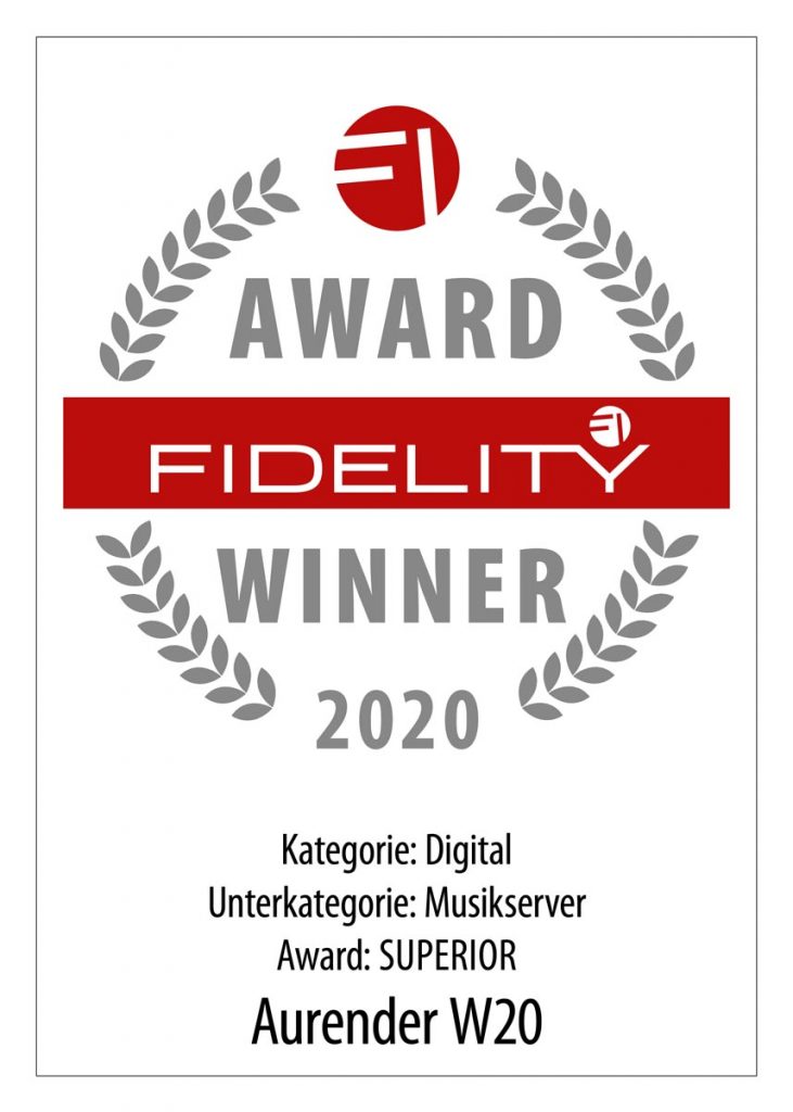 FIDELITY Award 2020 Aurender W20 Playback and Archiving System