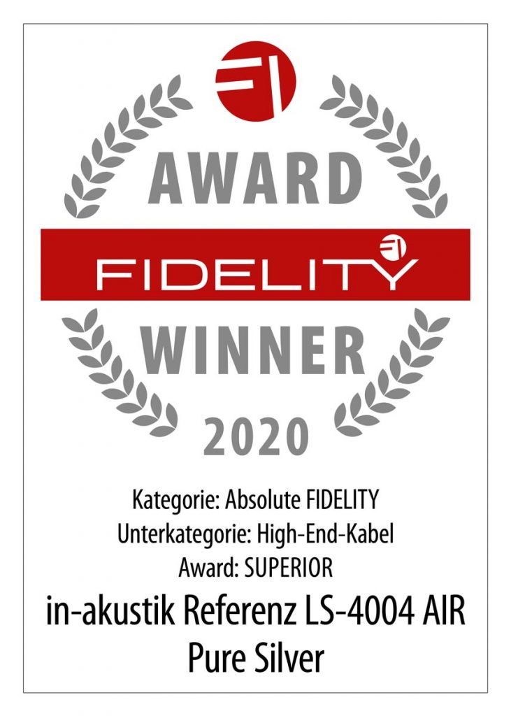 FIDELITY Award 2020 in-akustik Referenz LS-4004 Air Pure Silver