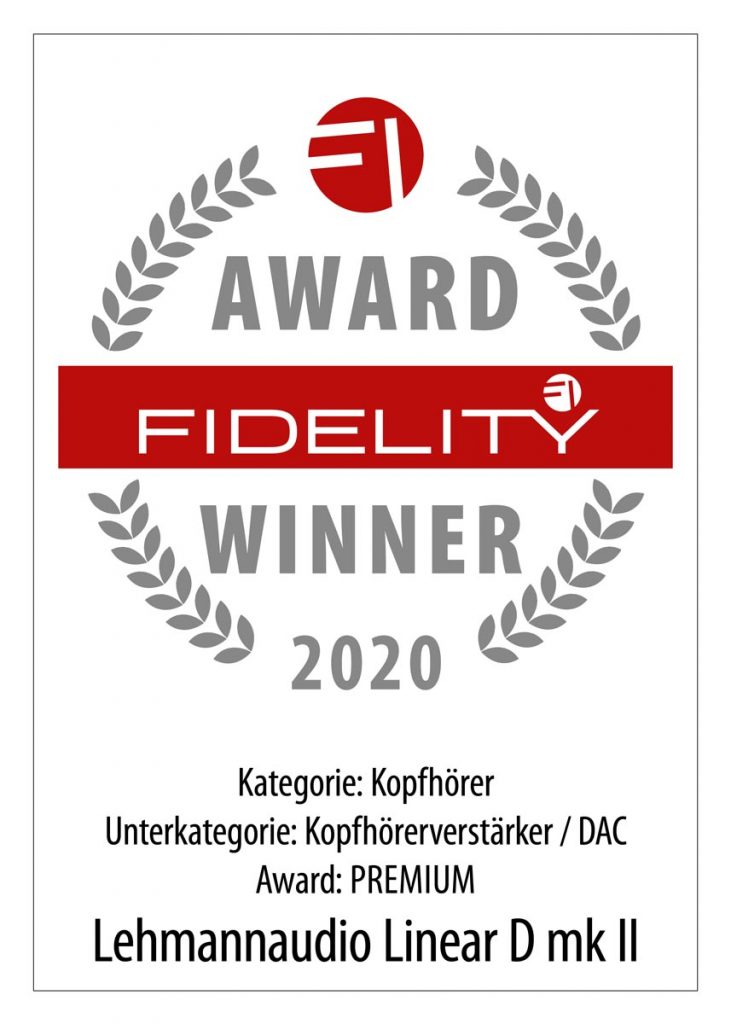 FIDELITY Award 2020 Lehmannaudio Linear D mk II