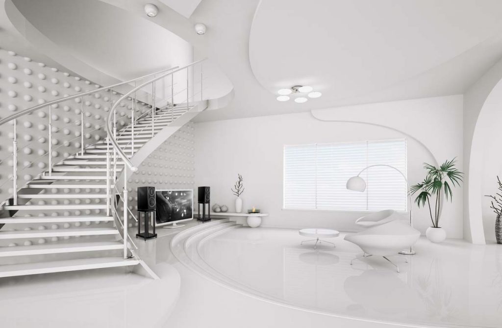Modern interior design of living room 3d render