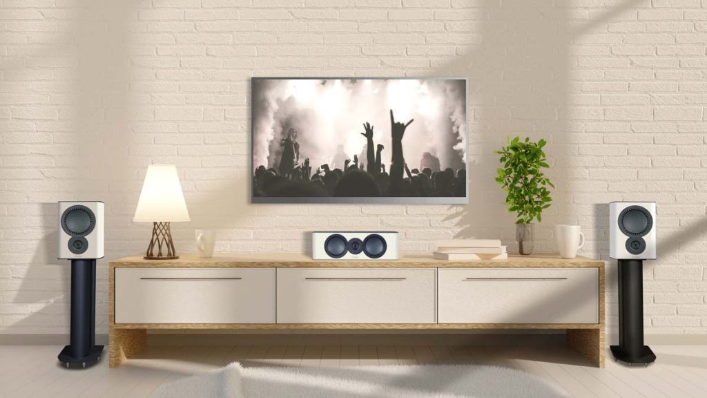 Modern interior wall mockup with console for smart Tv, Poster frame stand, blank canvas on the floor, 3d rendering