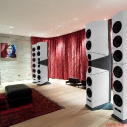 Audiodata in Who is Who in High Fidelity - 2000 realisierte Audiodata dann mit der über zwei Meter hohen Dreieinhalbwege- Box Sculpture einen Referenzlautsprecher der Superlative. In 2000, Audiodata introduced a reference loudspeaker of the superlative with the more than two meter high three-and-a-half-way speaker Sculpture.