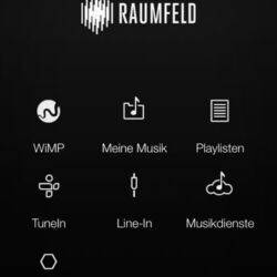 Raumfeld Connector2 - Die Menüführung ist auf mehrere Screens verteilt; hier der Home-Screen
