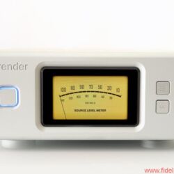 Aurender X100L Musicserver - Der X100 ist auch als Stand-alone-Maschine betreibbar: Vier Schalter für die Basisbedienung sind vorhanden. Das hochauflösende AMOLED-Display liefert Informationen zum angeschlossenen USB-DAC und zeigt die Metadaten das aktuellen Titels – oder zeigt eines von zwei virtuellen VU-Metern.