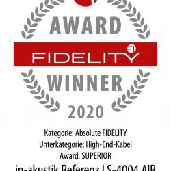 FIDELITY Award 2020 in-akustik Referenz LS-4004 Air Pure Silver